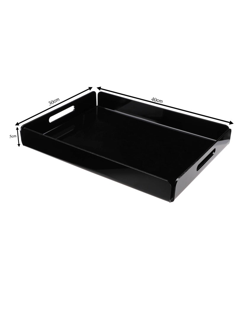 Lamsit Ibdaa - LAMSIT IBDAA Rectangle Acrylic Tray | Decorative Tray | Jewellery Tray | Coffee Tray |  Serve ware | Serving Platter - Black - Image 1