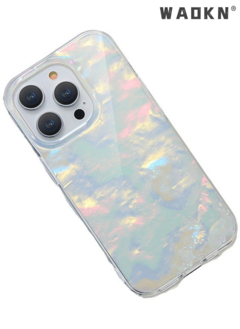 WAOKN - iPhone 15 Pro Max Magnetic Phone Case with Raised Edge Camera Lens Protection Design, Compatible with Mag-Safe Ultra-thin Anti-drop Protective Case (Colorful White) - Image 1