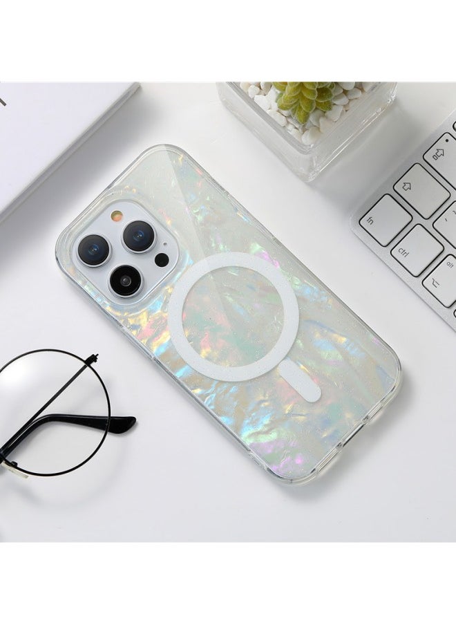 WAOKN - iPhone 15 Pro Max Magnetic Phone Case with Raised Edge Camera Lens Protection Design, Compatible with Mag-Safe Ultra-thin Anti-drop Protective Case (Colorful White) - Image 1