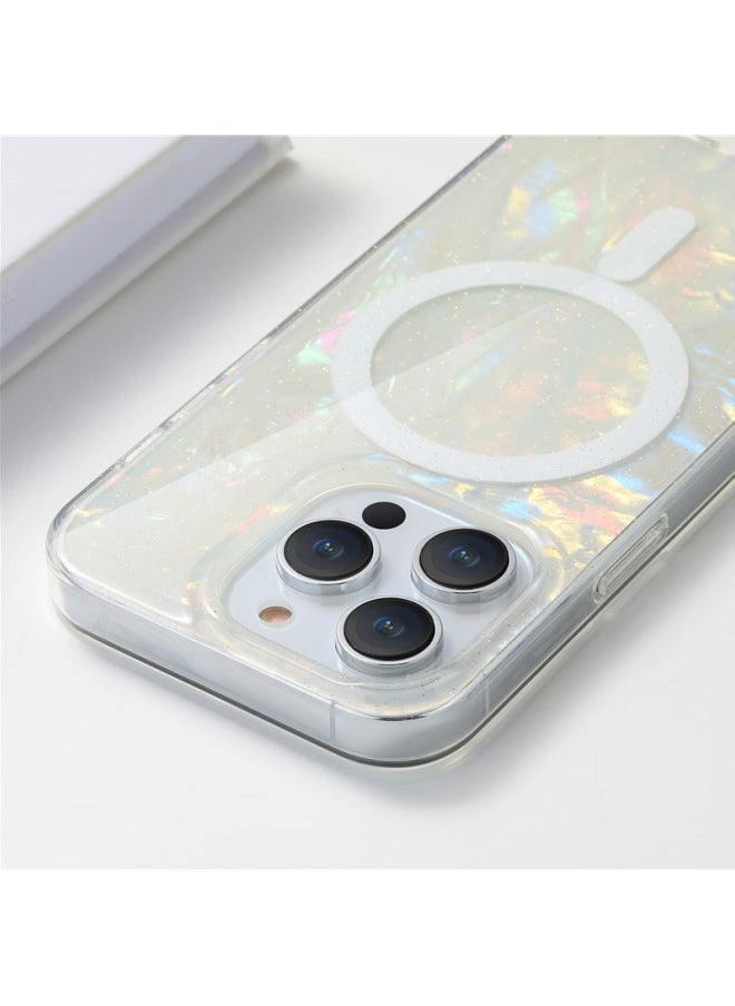 WAOKN - iPhone 15 Pro Max Magnetic Phone Case with Raised Edge Camera Lens Protection Design, Compatible with Mag-Safe Ultra-thin Anti-drop Protective Case (Colorful White) - Image 1