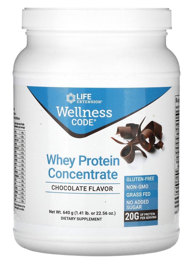 Life Extension Wellness Code Whey Protein Concentrate Chocolate 1.41 lb (640 g) 
