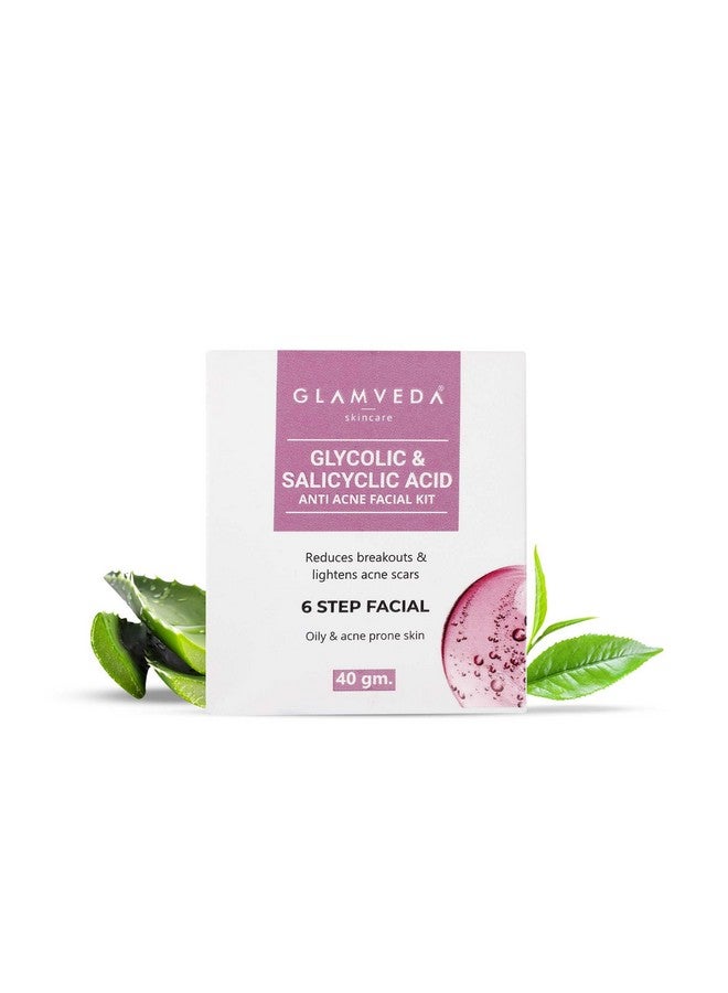 Glamveda Glycolic & 2% Ww Salicylic Anti Acne Facial Kit Pimple Care & Brightening Facial Kit For Women No Paraben Sls 40Gm - Image 1
