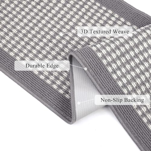 Ileading Hallway Runner Rug 2'x10' Heavy-Duty Durable Entryway Floor Mat with Non Slip Rubber Backing for Busy Traffic Extended Indoor Doormat Machine Washable Grey Kitchen Throw Rug for Corridor - Image 4