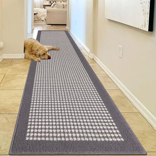 Ileading Hallway Runner Rug 2'x10' Heavy-Duty Durable Entryway Floor Mat with Non Slip Rubber Backing for Busy Traffic Extended Indoor Doormat Machine Washable Grey Kitchen Throw Rug for Corridor - Image 2