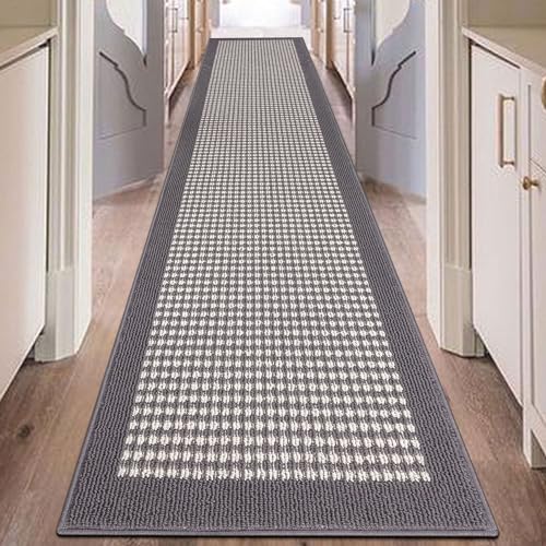 Ileading Hallway Runner Rug 2'x10' Heavy-Duty Durable Entryway Floor Mat with Non Slip Rubber Backing for Busy Traffic Extended Indoor Doormat Machine Washable Grey Kitchen Throw Rug for Corridor - Image 1