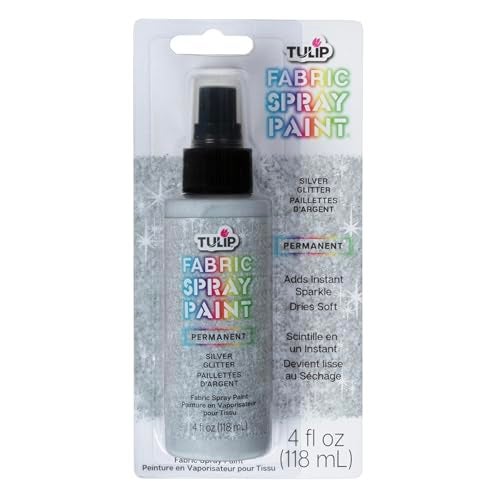 Tulip Fabric Paint Permanent Spray on Paint 4 fl oz Sparkling Star Silver Glitter - Image 1
