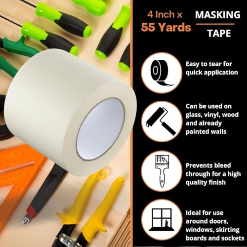GTSE Wide Masking Tape, 4 inches x 55 Yards (164 ft), Multi-Surface Adhesive Painting Tape, 1 Roll - Image 3