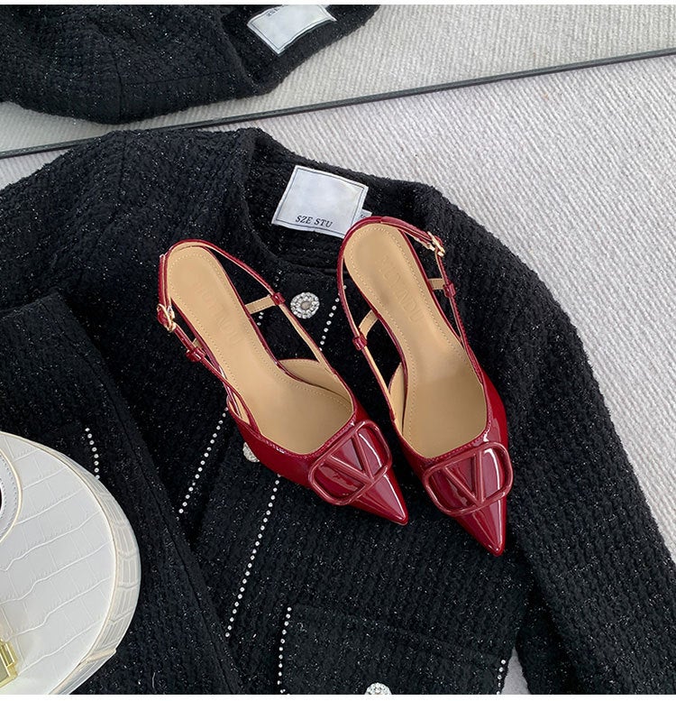 Spot L-36 Pointed Toe Simple High Heels 2025 Nude High-End Summer Shallow Mouth 34-43 High-Heeled Sandals For Women - Image 1