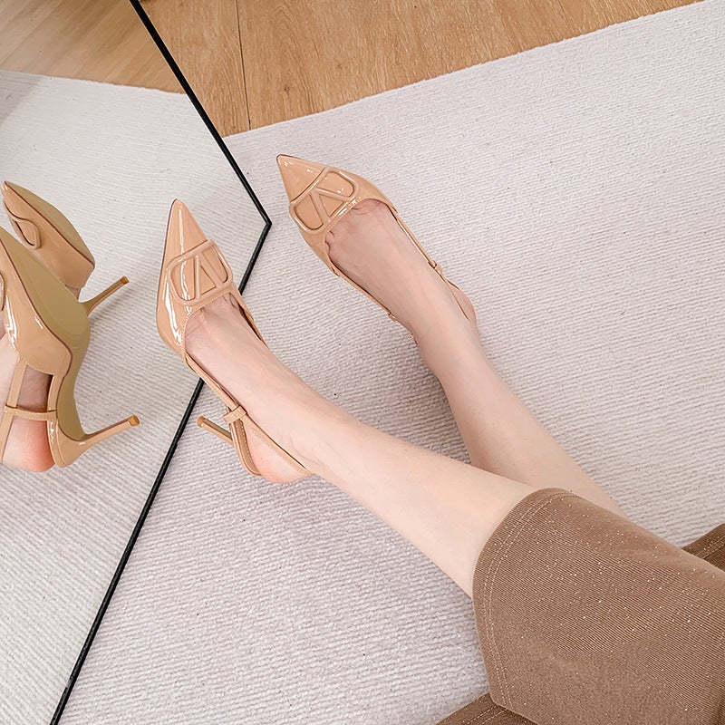 Spot L-36 Pointed Toe Simple High Heels 2025 Nude High-End Summer Shallow Mouth 34-43 High-Heeled Sandals For Women - Image 4