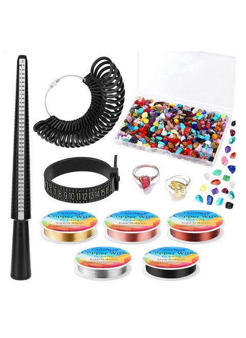 Ring Making Kit Size Measurement Tool With Core Finger Jewelry Thread And Crystal Gem Beads For Diy