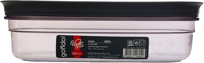 Gondol Vinto Rectangular Food Storage Container (0,65 Lt) Grey