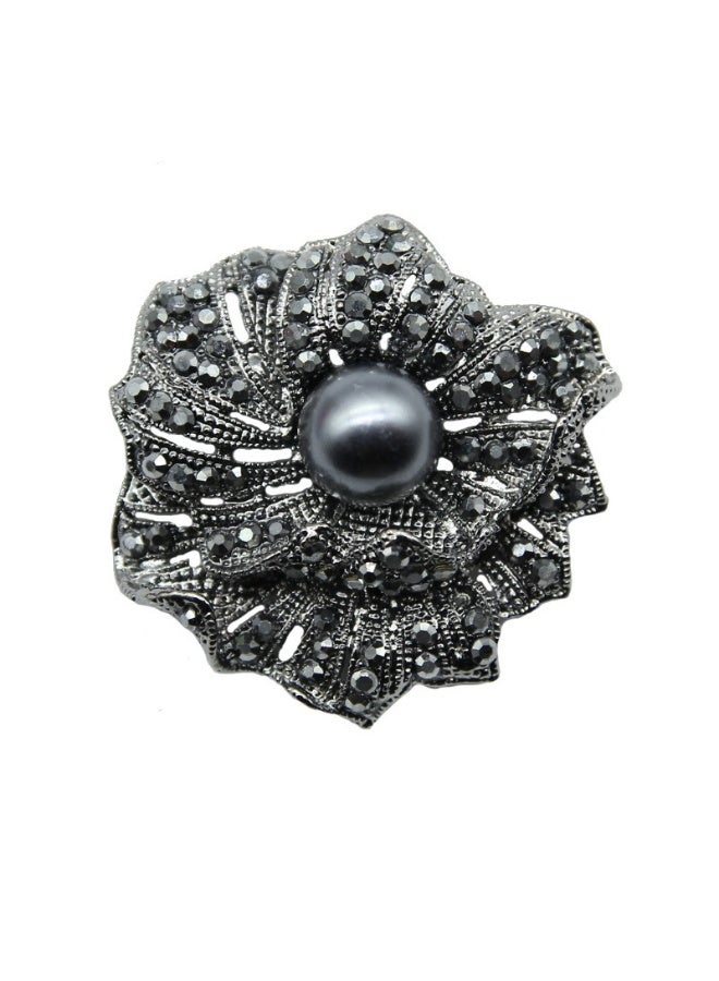 Mark Fairwhale Vintage Fhinestone Black Pearl Alloy Brooch