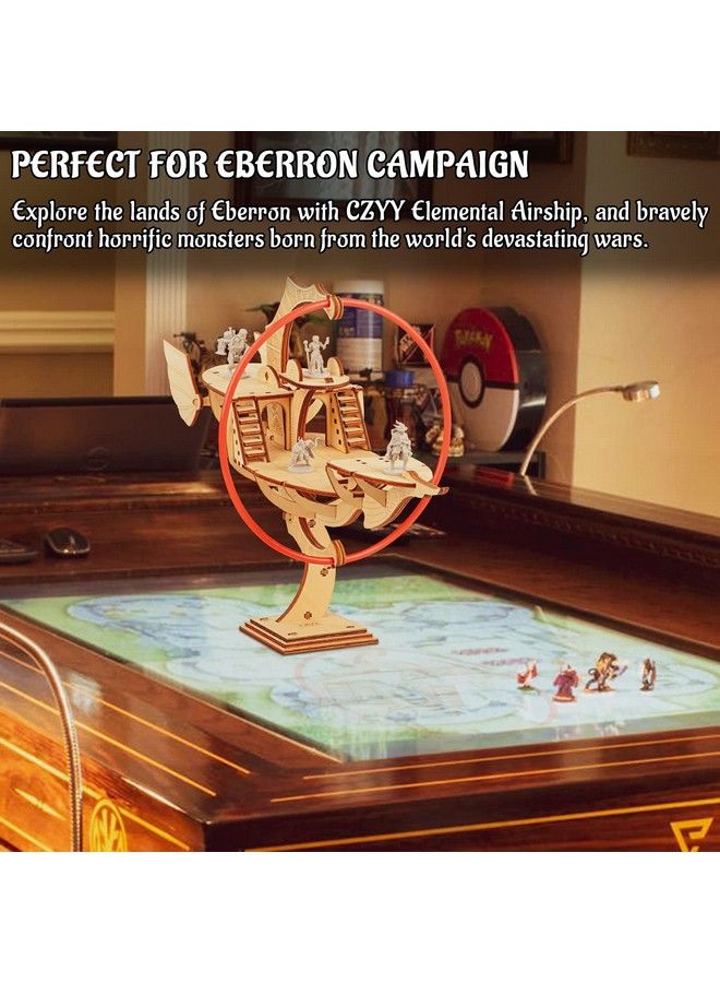 CZYY Eberron Elemental Airship Model Wood Laser Cut Fantasy Skyship Terrain Map With 1" Grid Perfect For D&D Pathfinder Warhammer And Other Tabletop Rpg  - Image 3