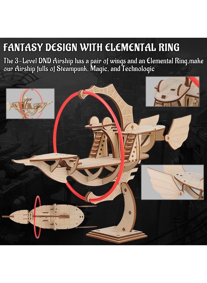 CZYY Eberron Elemental Airship Model Wood Laser Cut Fantasy Skyship Terrain Map With 1" Grid Perfect For D&D Pathfinder Warhammer And Other Tabletop Rpg  - Image 4