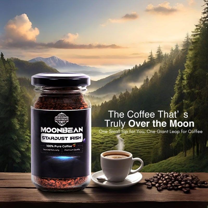 MOONBEAN Stardust Irish Flavored Instant Coffee 50g | 100% Pure Arabica Coffee Granules | Rich & Exotic Freeze-Dried Coffee with Flavors of Irish Whiskey | No Added Sugar - Image 2