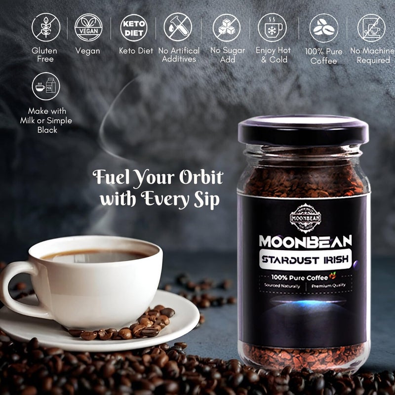 MOONBEAN Stardust Irish Flavored Instant Coffee 50g | 100% Pure Arabica Coffee Granules | Rich & Exotic Freeze-Dried Coffee with Flavors of Irish Whiskey | No Added Sugar - Image 5