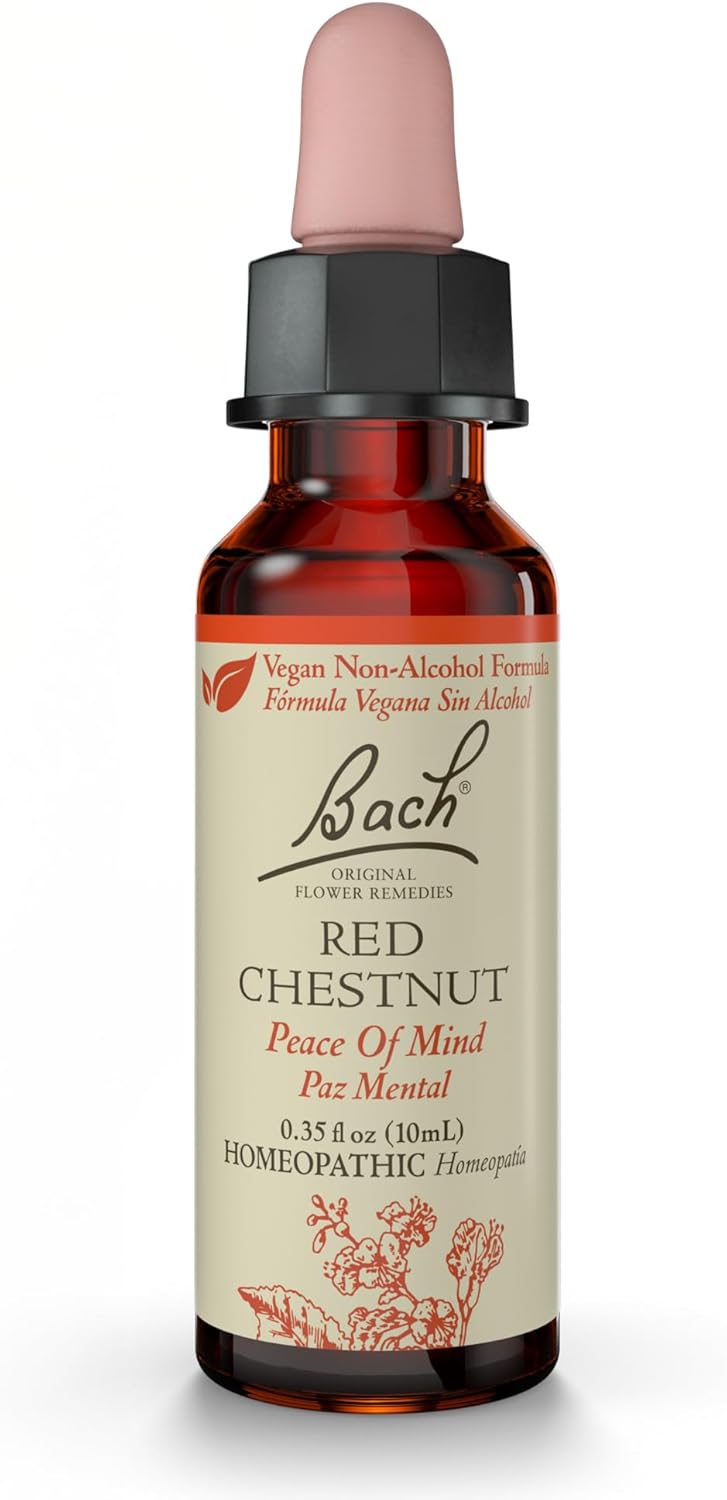 Bach Bach Original Flower Remedies, Red Chestnut (Non-Alcohol Formula) - Peace of Mind - Natural Homeopathic Flower Essence for Emotional Balance - Vegan, Gluten Free, Sugar Free - 10mL Dropper 