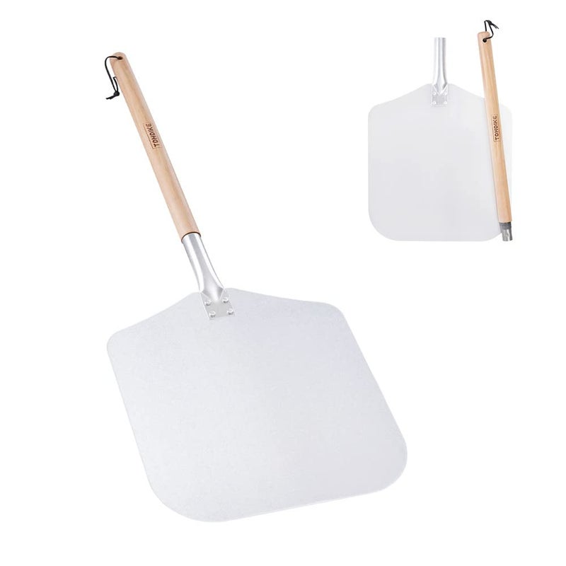 TDHDIKE TDHDIKE Premium Aluminum Pizza Peel With Detachable Beech Handle 12 x 325 Convenient To Store Good Helper For Baking Homemade Pizza And Bread 