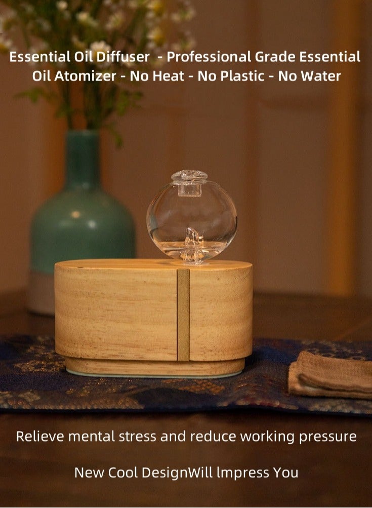 M MIAOYAN Diffuser professional grade wood and glass, premium essential oil diffuser, essential oil humidifier, atomizer, waterless  - Image 1
