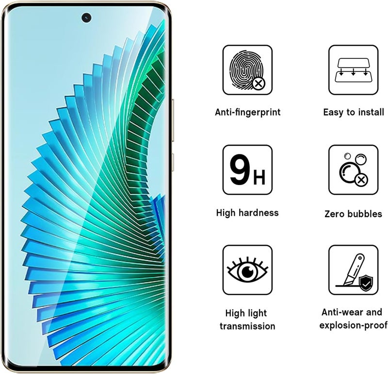واقي شاشة لحماية ثلاثية الأبعاد من الزجاج المقوى لموبايل هونر ماجيك 6 لايت -X9b-X50 بدرجة صلابة 9 مضاد للاهتزاز والخدش ومقاوم لبصمات الأصابع - قطعتين اوكوما شفاف - Image 2