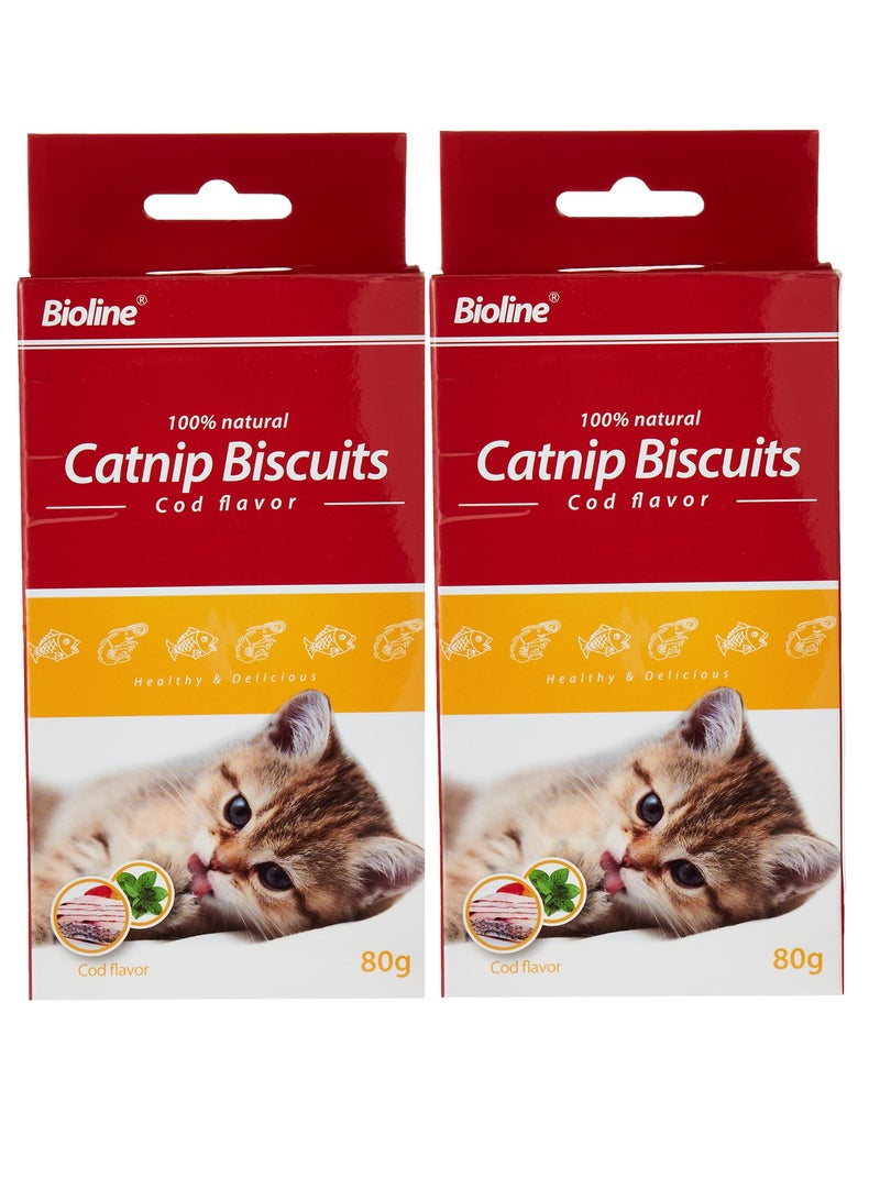 Bioline بسكويت كاتنيب بنكهة سمك القد الطبيعي 2 × 80 جرام - Image 1