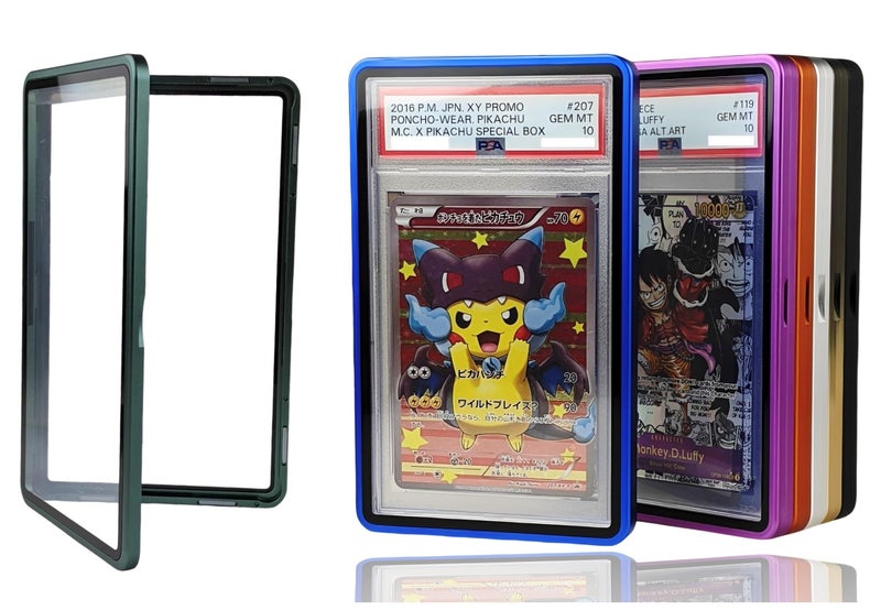 RedCap Magnetic Aluminum PSA Graded Card Holder 35PT Premium PSA Slab Protector Display Case with UV Resistant Glass Fits Standard PSA Graded Sports Trading Cards - Steel Moss - Image 1