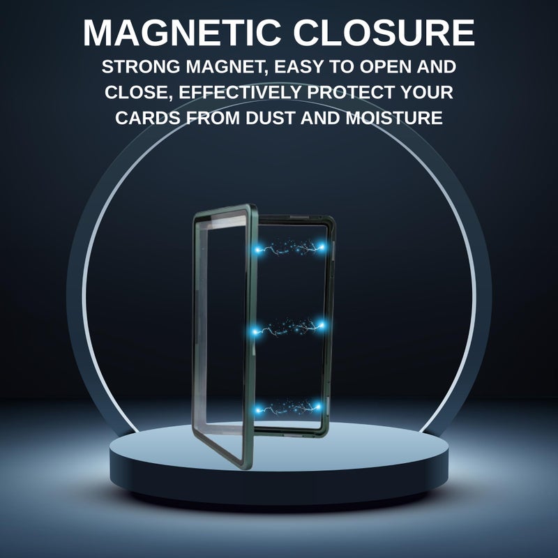 RedCap Magnetic Aluminum PSA Graded Card Holder 35PT Premium PSA Slab Protector Display Case with UV Resistant Glass Fits Standard PSA Graded Sports Trading Cards - Steel Moss - Image 4