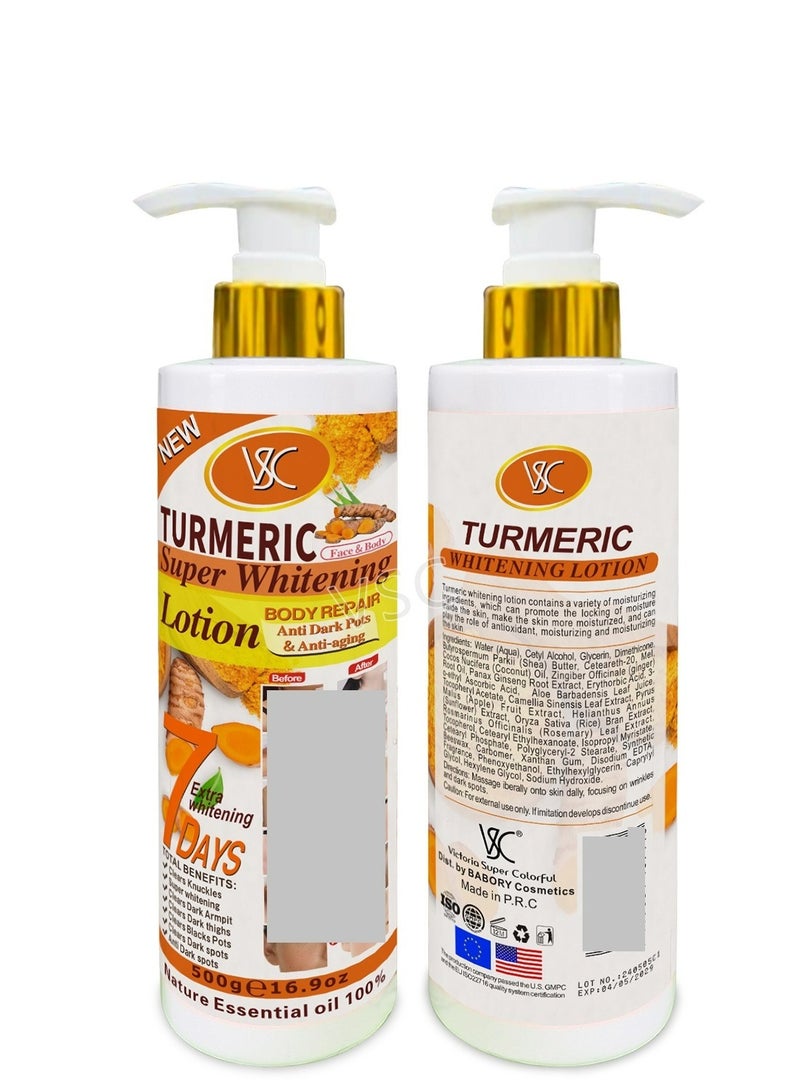 VSC Turmeric Lotion Skin Care Whitening Cream Brightening Smoothing Moisturizer Nourishing Vitamin C Body Lotion 500 ML - Image 1