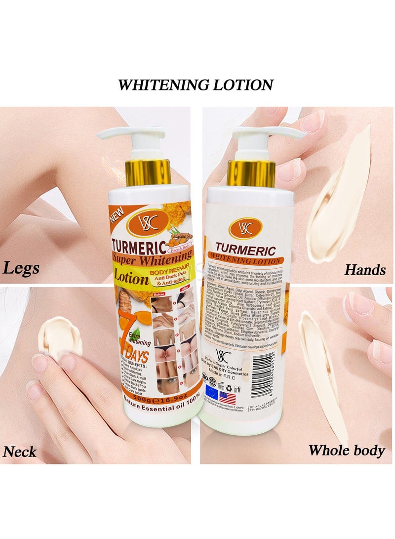 VSC Turmeric Lotion Skin Care Whitening Cream Brightening Smoothing Moisturizer Nourishing Vitamin C Body Lotion 500 ML - Image 3