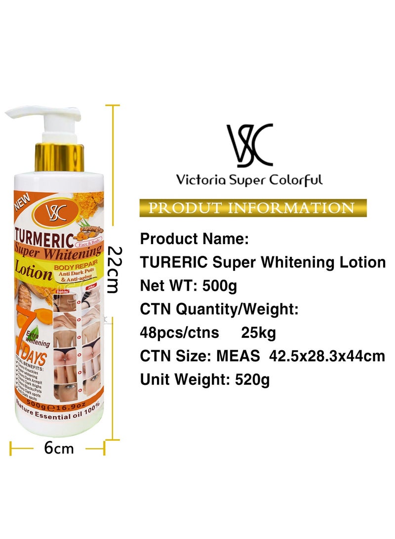 VSC Turmeric Lotion Skin Care Whitening Cream Brightening Smoothing Moisturizer Nourishing Vitamin C Body Lotion 500 ML - Image 4