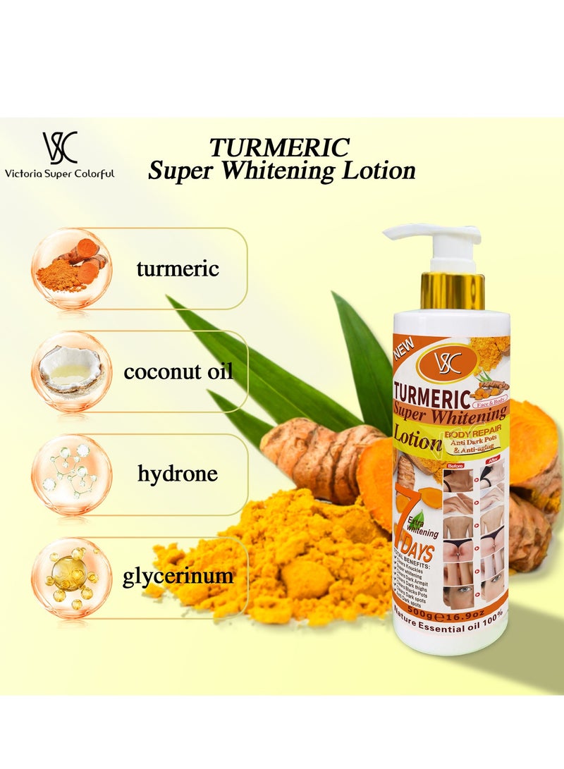 VSC Turmeric Lotion Skin Care Whitening Cream Brightening Smoothing Moisturizer Nourishing Vitamin C Body Lotion 500 ML - Image 5