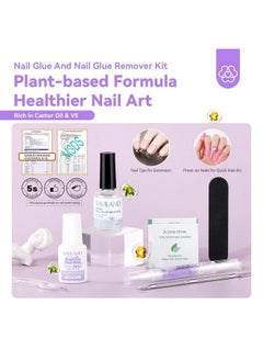 سافي لاند مزيل غراء الأظافر Nail Glue Duo: قلم زيت البشرة لإزالة غراء الأظافر للأظافر التي يتم الضغط عليها غراء الأظافر 5S جاف قوي للغاية، زيت الخروع Ve مزيل غراء الأظافر السريع واللطيف للأكريليك، جل X Nails  - Image 2