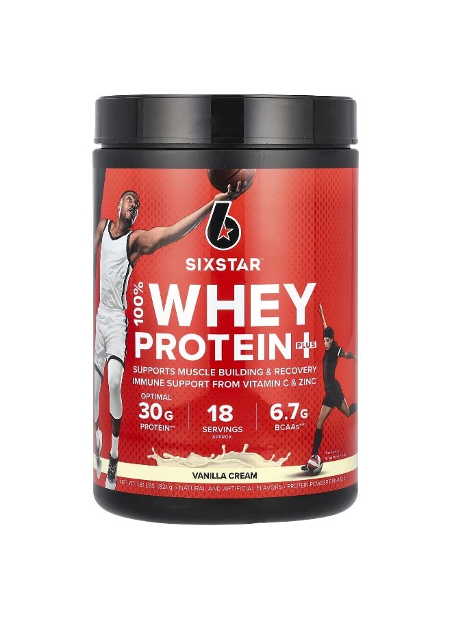SIX STAR SIXSTAR, 100% Whey Protein Plus, Vanilla Cream, 1.81 lbs (821 g)  - Image 1