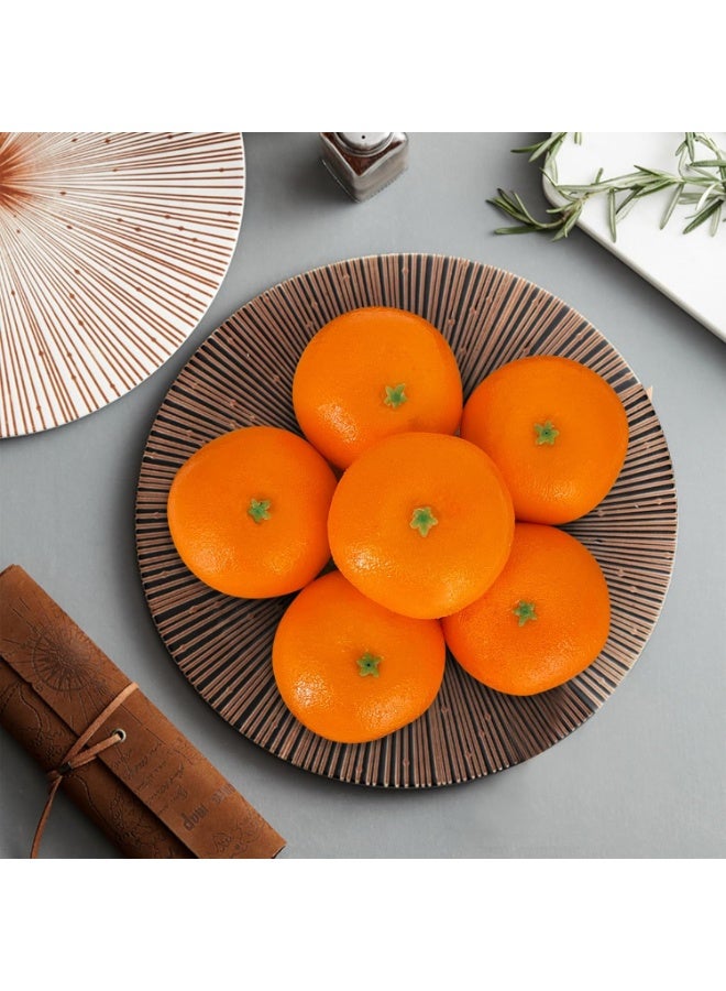 LATIFA  6 Pcs Artificial Mandarin Oranges Lifelike Tangerines Fake Fruits Home Decorations Kitchen Table Display - Image 3