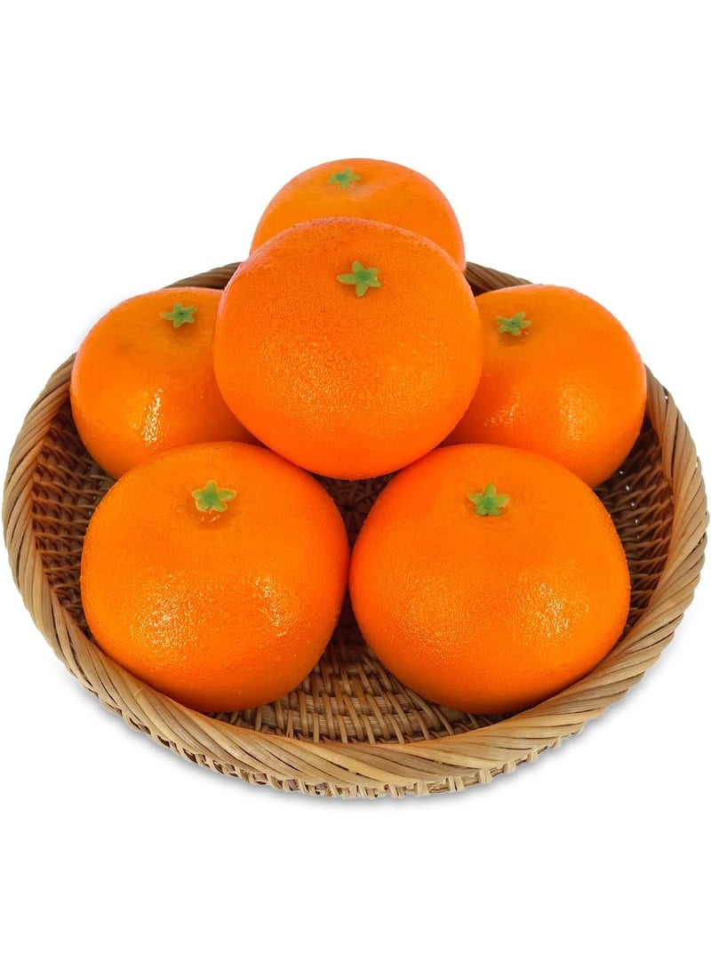 LATIFA  6 Pcs Artificial Mandarin Oranges Lifelike Tangerines Fake Fruits Home Decorations Kitchen Table Display - Image 1
