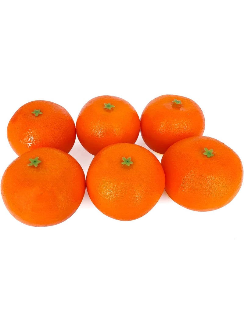 LATIFA  6 Pcs Artificial Mandarin Oranges Lifelike Tangerines Fake Fruits Home Decorations Kitchen Table Display - Image 2