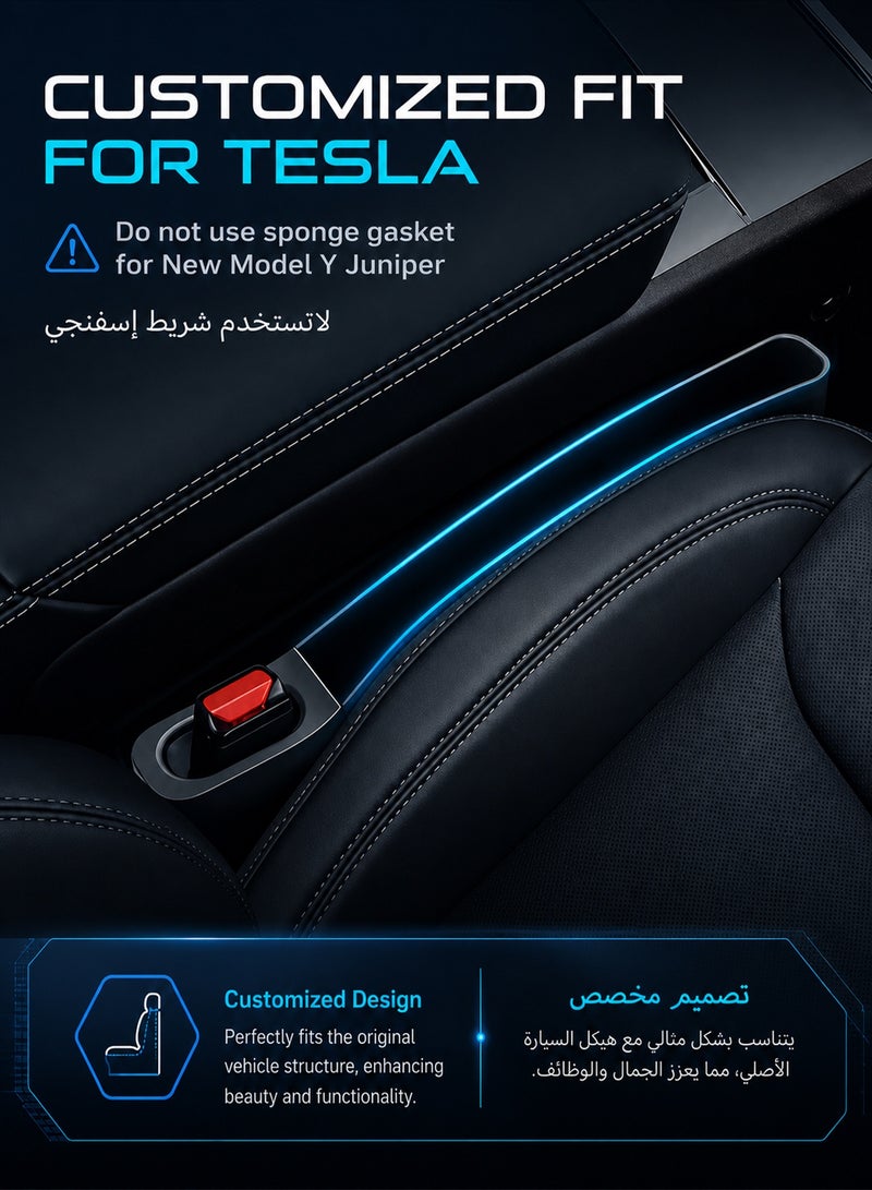 Delehehe 2PCS Car Seat Gap Filler Organizer for Tesla Model 3 / Model Y (2019-2026), Front Seat Console Storage Box, Auto Interior Accessories for Holding Phone, Keys, Sunglasses,Tesla Accessories - Image 5
