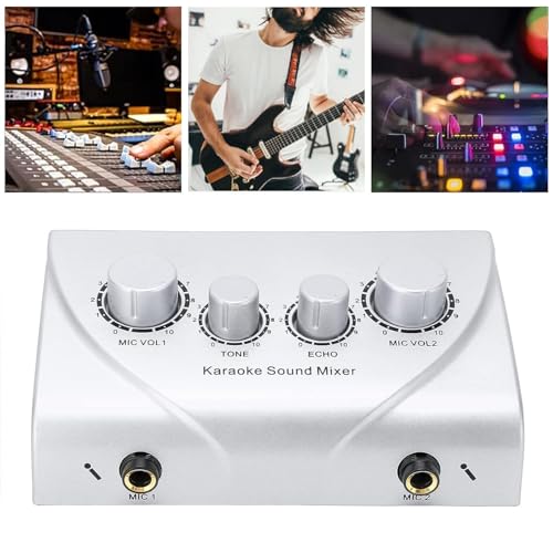 kh Karaoke Sound Mixer with Dual Mic Inputs & Cable | Echo Audio Mixer System for TV, PC, Smartphone & Amplifier | Portable Professional Karaoke Mixer for Home Singing & Parties - Image 5