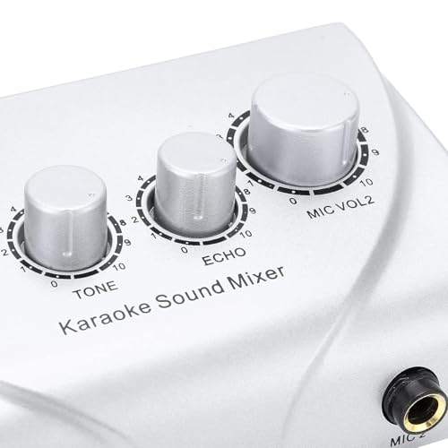 kh Karaoke Sound Mixer with Dual Mic Inputs & Cable | Echo Audio Mixer System for TV, PC, Smartphone & Amplifier | Portable Professional Karaoke Mixer for Home Singing & Parties - Image 2