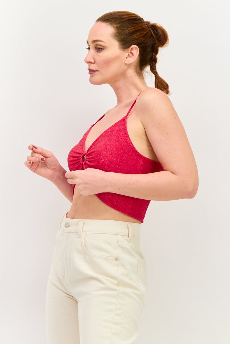 Sinsay بلوزة نسائية بدون أكمام بتصميم ثقب المفتاح، ماغينتا - Image 2