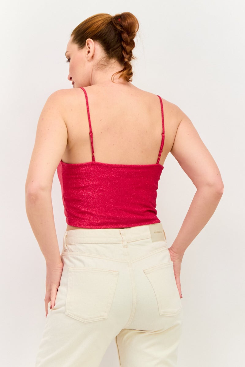 Sinsay بلوزة نسائية بدون أكمام بتصميم ثقب المفتاح، ماغينتا - Image 4