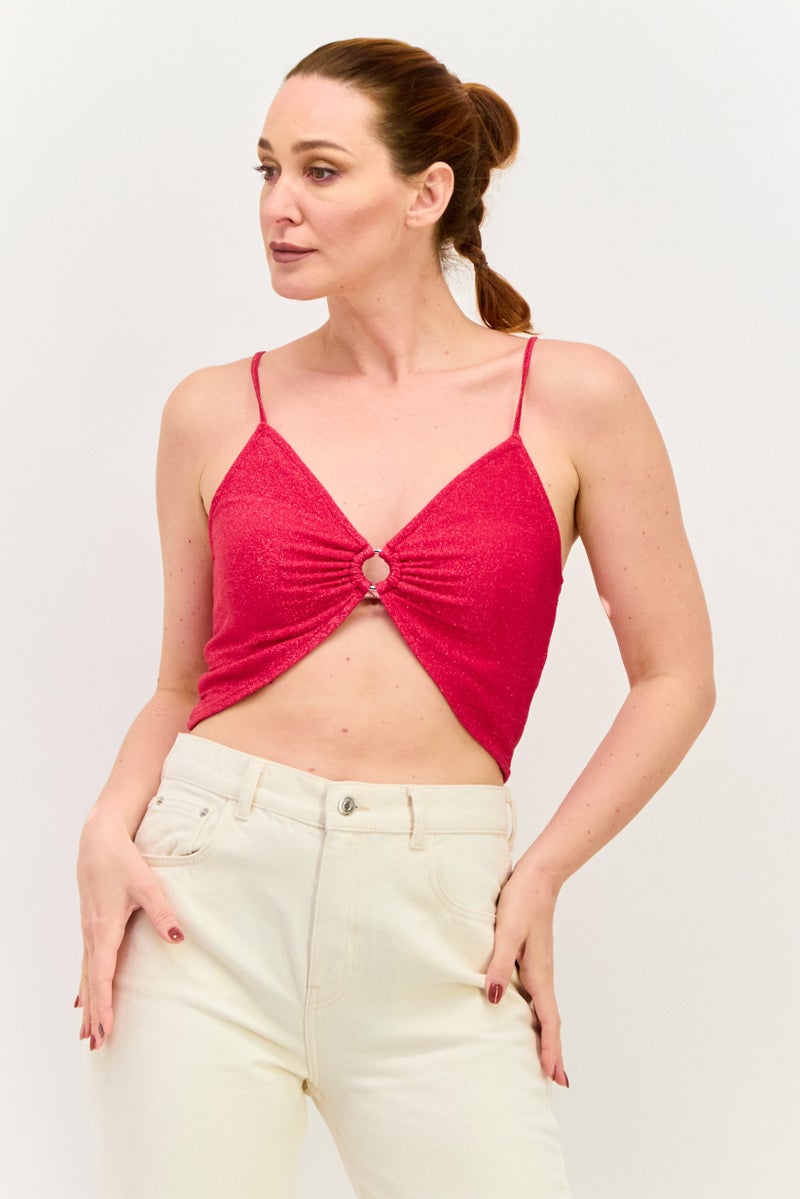 Sinsay بلوزة نسائية بدون أكمام بتصميم ثقب المفتاح، ماغينتا - Image 1