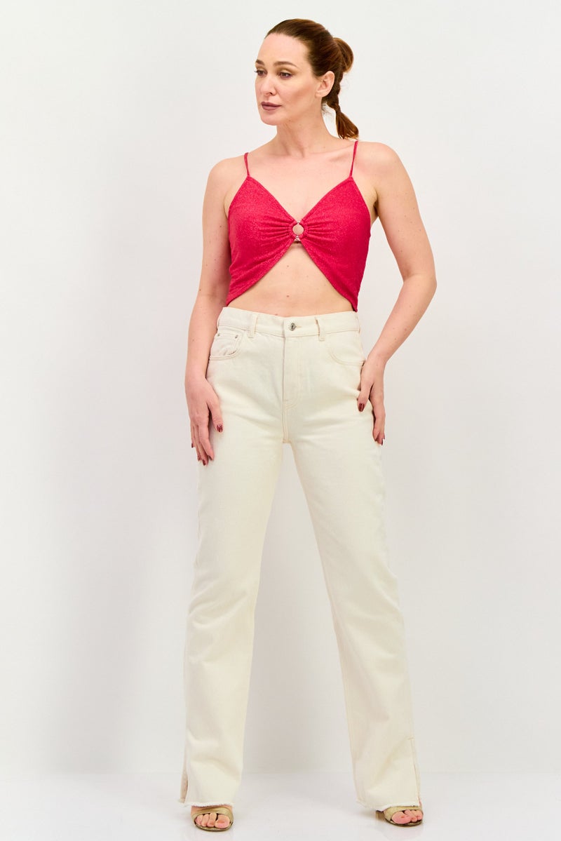 Sinsay بلوزة نسائية بدون أكمام بتصميم ثقب المفتاح، ماغينتا - Image 3