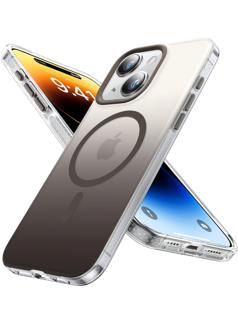 جراب مغناطيسي قوي لهاتف iPhone 14 / iPhone 13، صديق للبشرة [متوافق مع Magsafe] [حماية اختبار الدرجة العسكرية] جراب نحيف شفاف غير لامع لا يصفر أبدًا (رمادي) - Image 1