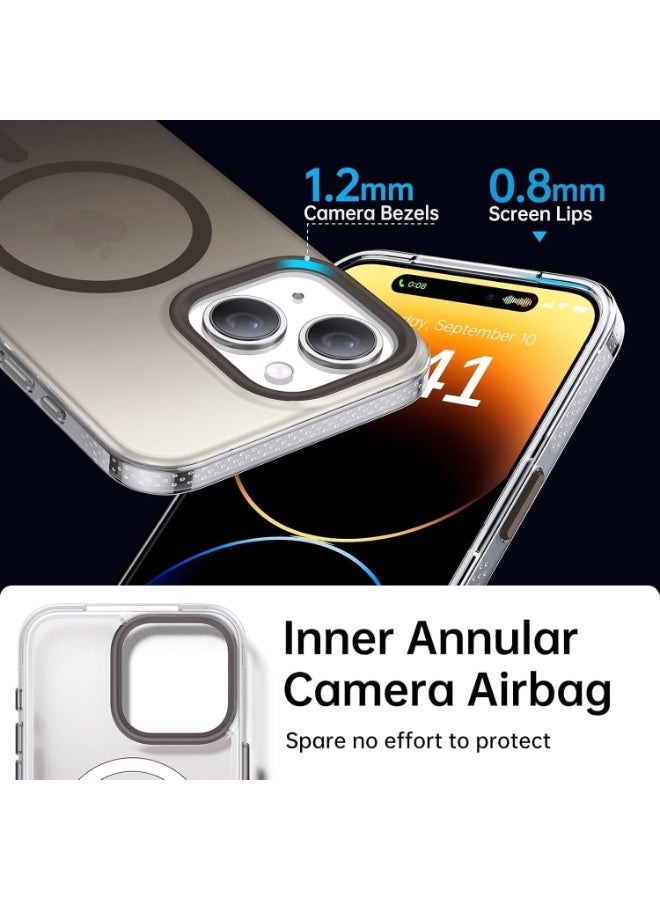 جراب مغناطيسي قوي لهاتف iPhone 14 / iPhone 13، صديق للبشرة [متوافق مع Magsafe] [حماية اختبار الدرجة العسكرية] جراب نحيف شفاف غير لامع لا يصفر أبدًا (رمادي) - Image 5