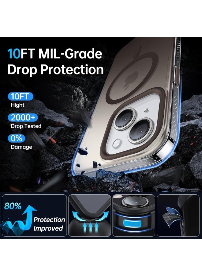 جراب مغناطيسي قوي لهاتف iPhone 14 / iPhone 13، صديق للبشرة [متوافق مع Magsafe] [حماية اختبار الدرجة العسكرية] جراب نحيف شفاف غير لامع لا يصفر أبدًا (رمادي) - Image 3