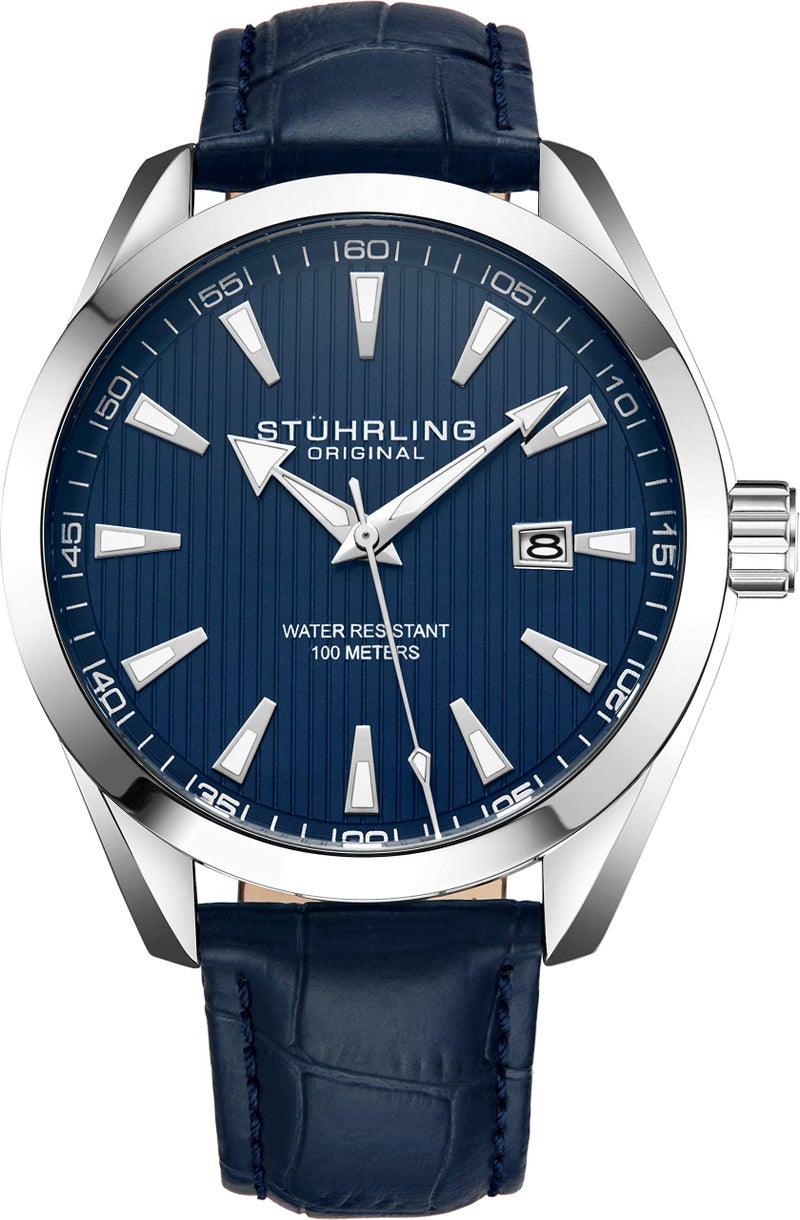 Stuhrling Original Dress Watch for Men Analog Dial with Date Calfskin Leather Band - Image 1