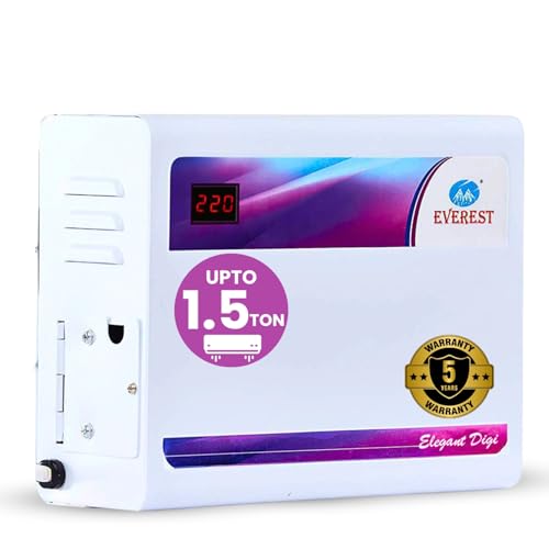 Everest EWD 400 N Elegant Digi Double Booster Inverter AC & Normal AC Voltage Digital Display Stabilizer Used Upto 1.5 Ton AC Working Range (150 V to 270 V) White - Image 1