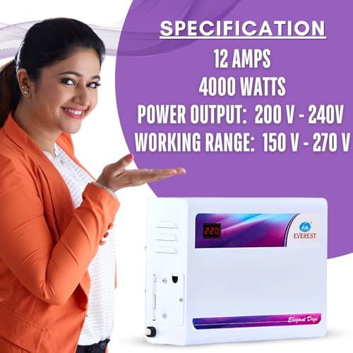 Everest EWD 400 N Elegant Digi Double Booster Inverter AC & Normal AC Voltage Digital Display Stabilizer Used Upto 1.5 Ton AC Working Range (150 V to 270 V) White - Image 4
