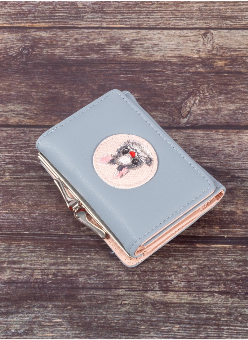 The Black Pearl Accessories - Leather Flip Wallet & Card Holder with 9 Pockets and External Pocket Blue - Rabbit - Image 1
